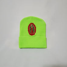 Load image into Gallery viewer, Brite Green Clouded Virgen Mary Beanie
