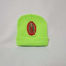 Load image into Gallery viewer, Brite Green Clouded Virgen Mary Beanie
