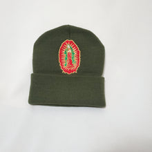 Load image into Gallery viewer, Olive Clouded Virgen Mary Beanie
