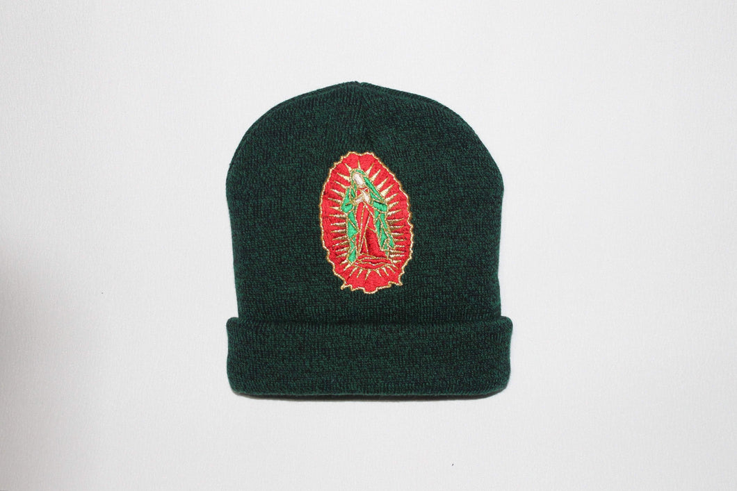 Green Two Tone Clouded Virgen Mary Beanie