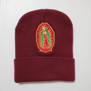 Burgundy Clouded Virgen Mary Beanie