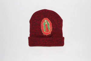 Red Two Tone Clouded Virgen Mary Beanie